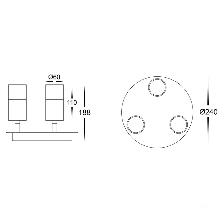 Tivah Black 3 Light Round Plate